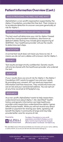Alpha‑1 Patient Information Overview, back page